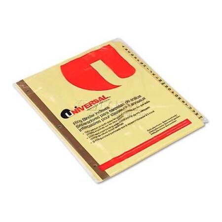 Universal One Preprinted Plastic-Coated Tab Dividers, 25 Alphabet Tabs, Letter, Buff, 25/Set UNV20812***